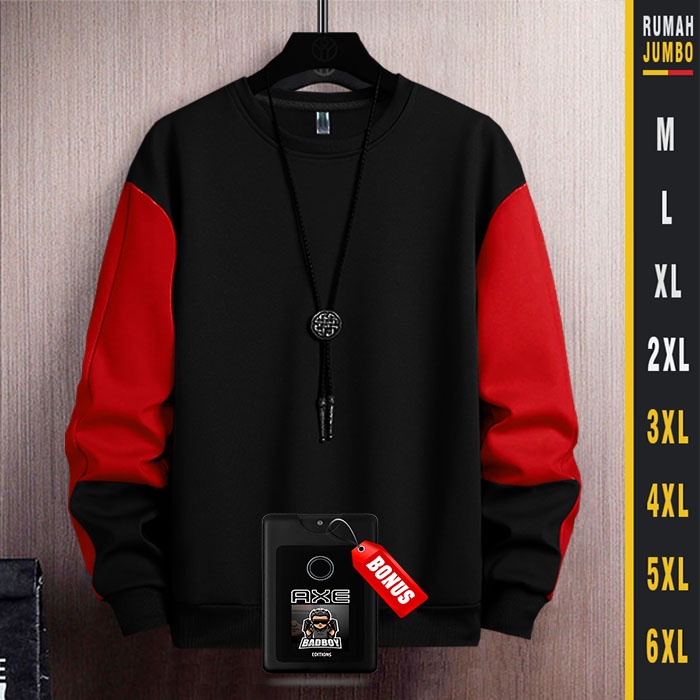 Sweater Crewneck Oversize Switer Pria Wanita Big size Sweter Kombinasi Jumbo