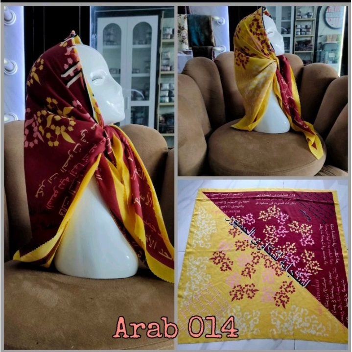 Hijab Segiempat Motif Koran arab / arabic premium / Kerudung voal best seller-ARAB 014