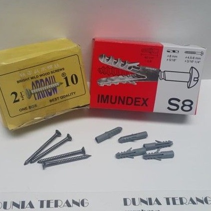 PAKET SIAP PAKAI !!! 100pcs Sekrub 21/2”x10 dan 100pcs Fisher S8