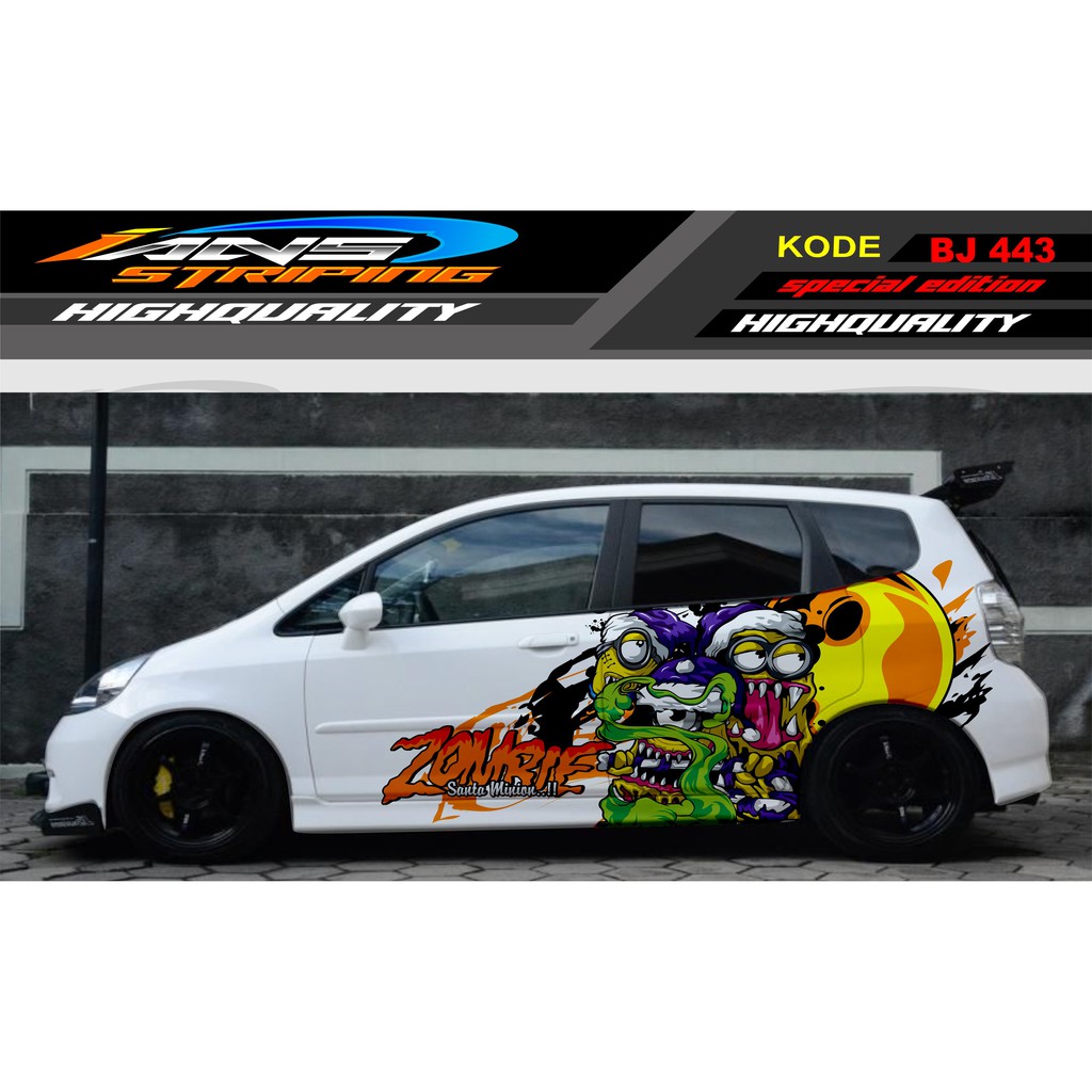 STICKER VARIASI MOBIL JES JAZZ, AGYA, BRIO / DECAL STICKER MOBIL / STIKER MOBIL ANIMASI MINION