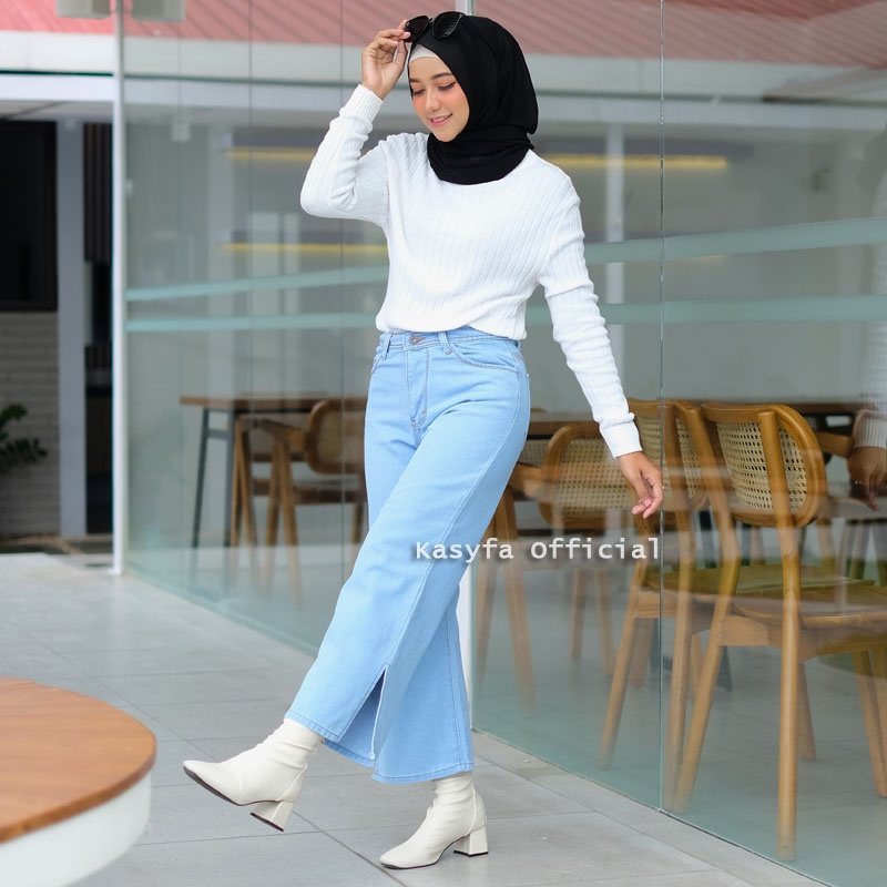 EONNI KULOT JEANS BELAH PREMIUM // KULOT HIGHWAIST JEANS BELAH