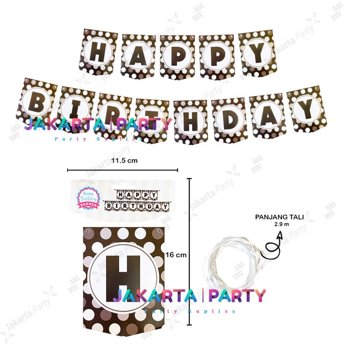 Banner Happy Birthday Polkadot #2 / Bunting Flag HBD / Party Flag HBD