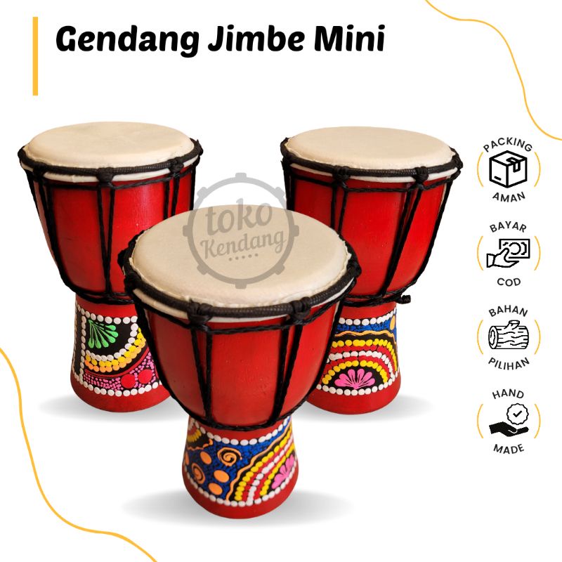 Kendang Jimbe Gendang Mainan Anak Mini Kerajinan Souvenir Murah Motif Seni Unik