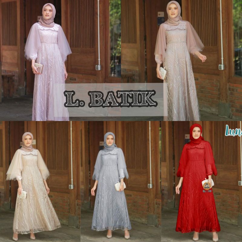 KEMEJA BATIK -GAMIS BROKAT TILE_LUNA DRESS GAMIS BRIDESMAID GAMIS MODERN