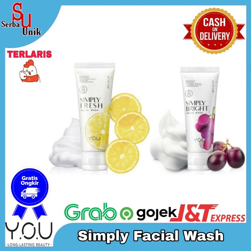 You Basic Skin Care Simply Fresh and Bright Facial Wash 60g &amp; Hy Amino Facial Wash Anti Acne | Oil Control | Brightening | Hydrating 100g