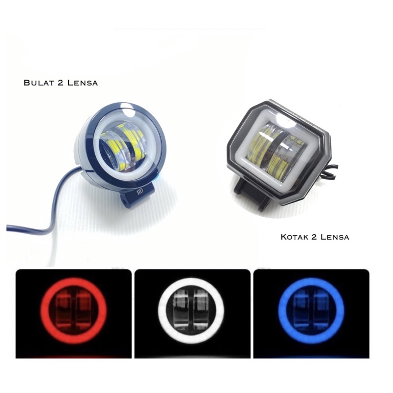 Lampu Tembak Sorot LED CWL 2 Mata Lensa 4D CREE Angel Eye Bulat Round MURAH DAN BERKUALITAS