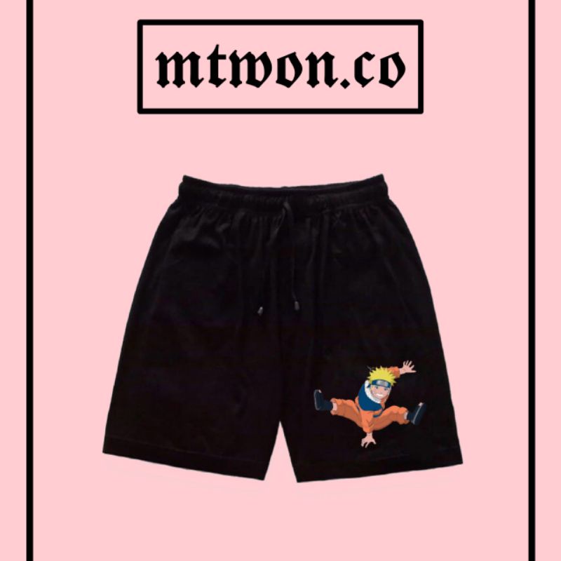 CELANA PENDEK NARUTO CARTOON KARTUN ANIME HITAM MOTIF BOXER SHORTPANTS BRAND DISTRO PRIA WANITA DEWA