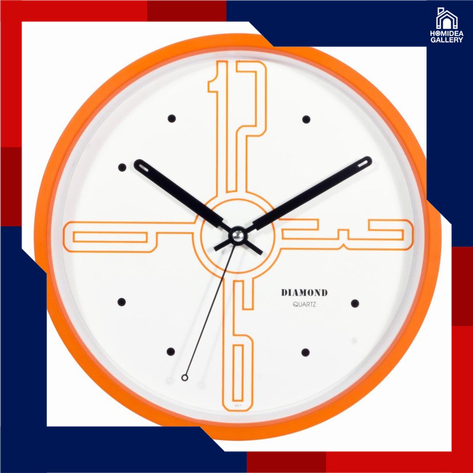 Jam Dinding Diamond 2712-7 - Orange Matt