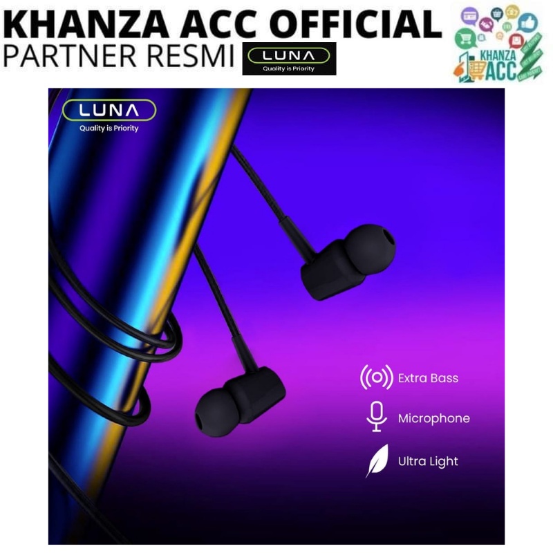 KHANZAACC Earphone LUNA E162 Wired Headset Super Bass In-Ear Original Murah