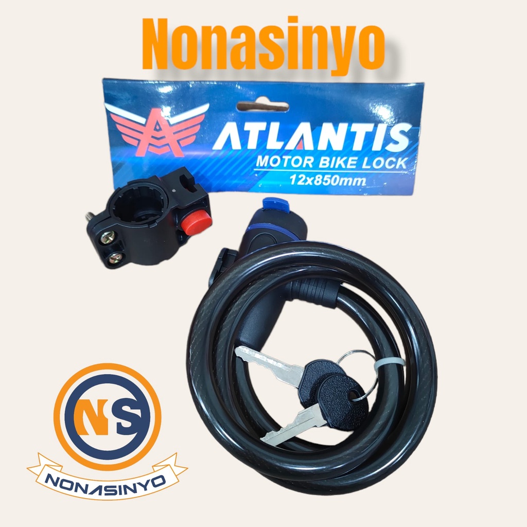 kunci spiral gembok sepeda atlantis 12x850mm