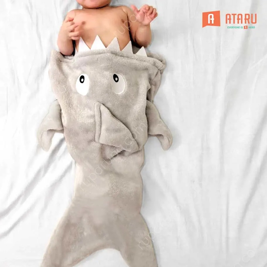 Ataru Selimut Bedong Anak Bayi 40x50 Cm Anak Slimut Baby Shark