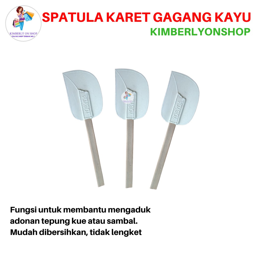 Kimberlyonshop Spatula Karet Gagang Kayu