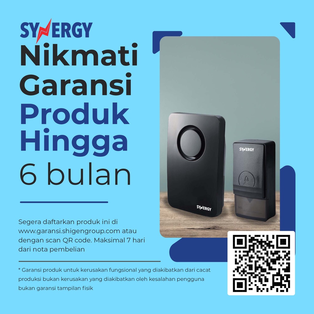 Bel Pintu/DoorBell Wireless SYNERGY Tanpa Baterai SYN-9621 AC LISTRIK