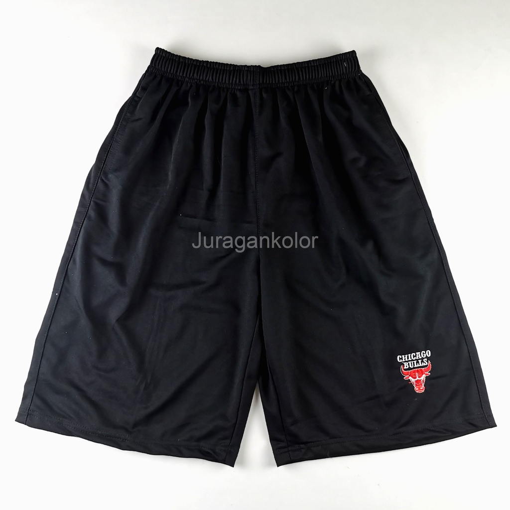 Celana Pendek Pria Jumbo Polos Kaos Baby Terry Bordir Basketball Team