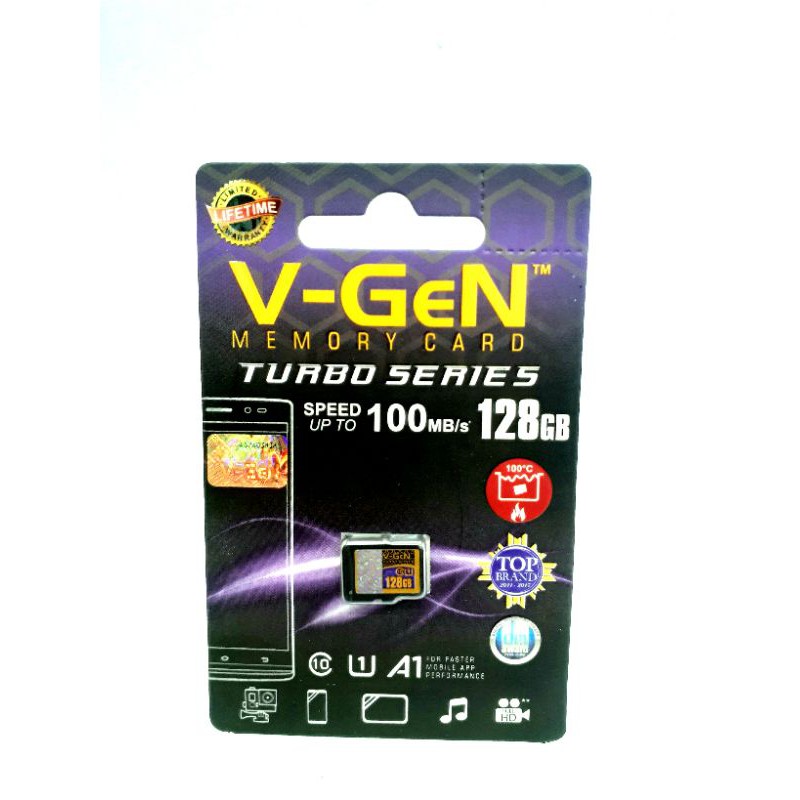 Micro SD V-Gen 128GB Class 10 Turbo Series / Vgen MicroSD Class10 128GB / V gen 128GB Original