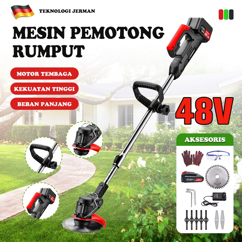 Mesin Potong Rumput Baterai 12V / 24V Pemotong rumput genggam 2 BATERAI - Cordless Lawn Mower