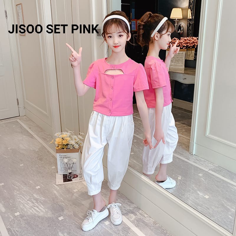 JISOO SET / BAJU SETELAN ANAK PEREMPUAN / SET CELANA PANJANG ANAK REMAJA / SET CASUAL IMPOR KOREA