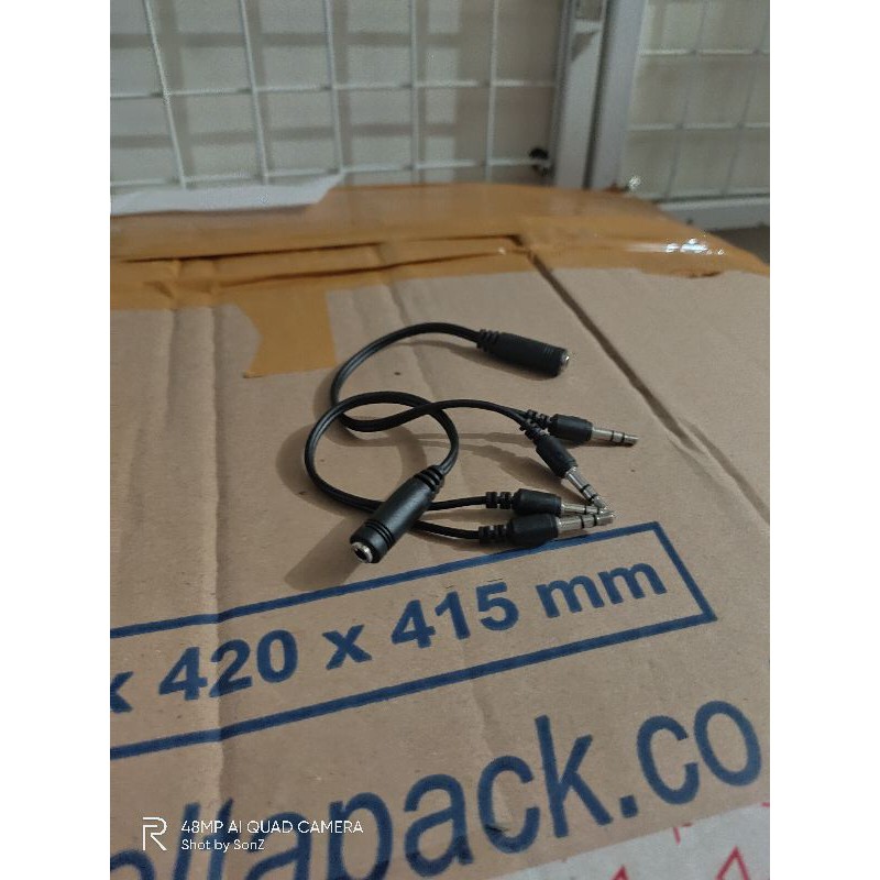 SPLITER AUDIO JACK 3.5MM 1 TO 2 OUTPUT FOR MIC AND EARPHONE
