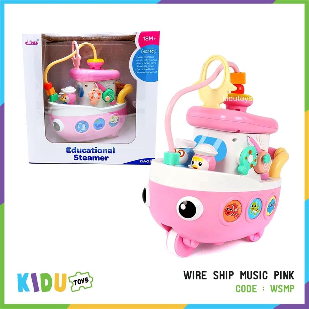 Mainan Anak Multi Fungsi Kapal Perahu Dorong Musik Wire Alur Kawat / Wire Ship Music Kidu Toys