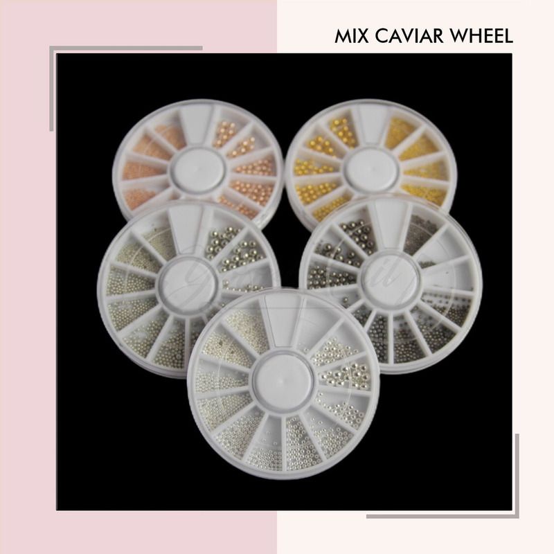 Mix caviar wheel nail art caviar hiasan kuku