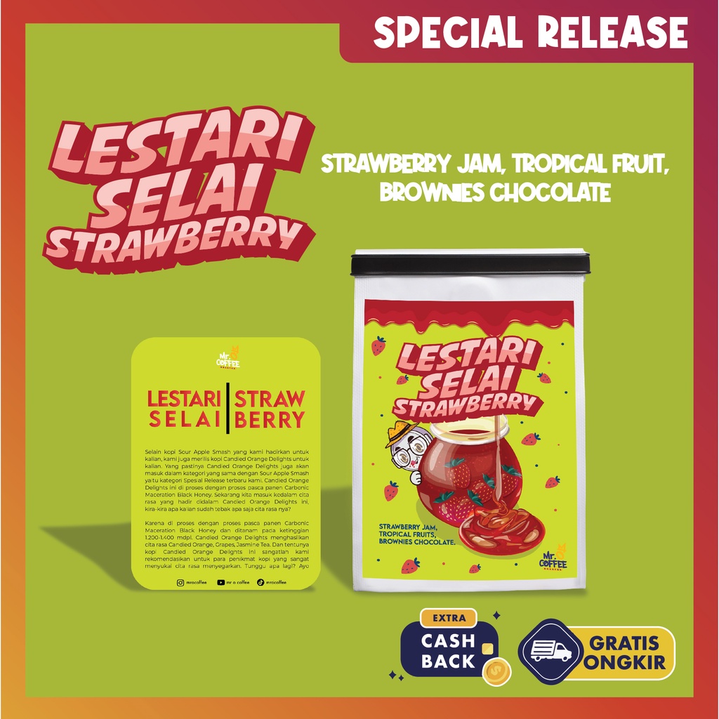 

Kopi Arabika Specialty LESTARI SELAY STRAWBERRY 200g | Special Release