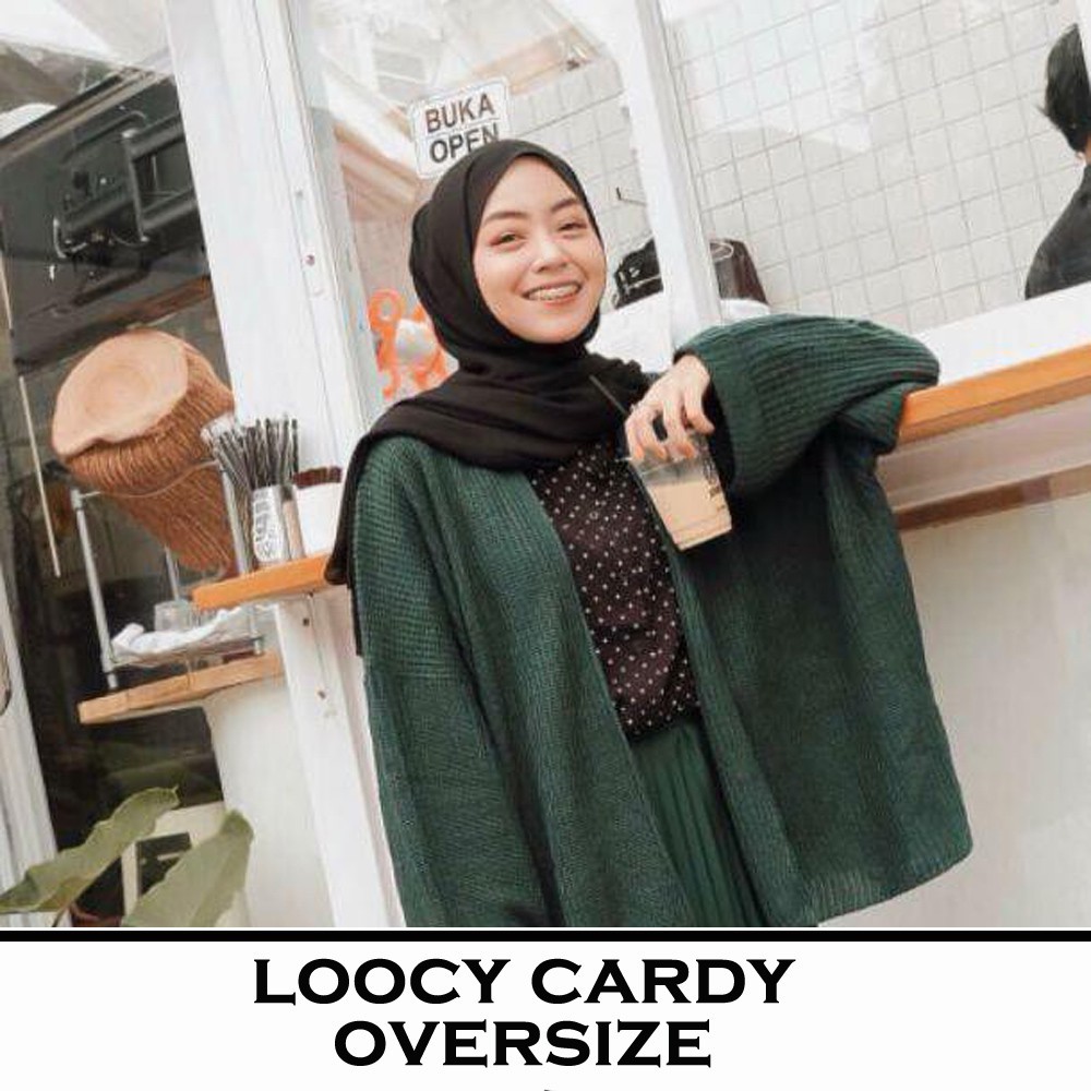 LAVELLA/LOOCY CARDY 7 GET  oversized - cardy wanita - kardigan wanita - kardigan bigsize-EMERALD