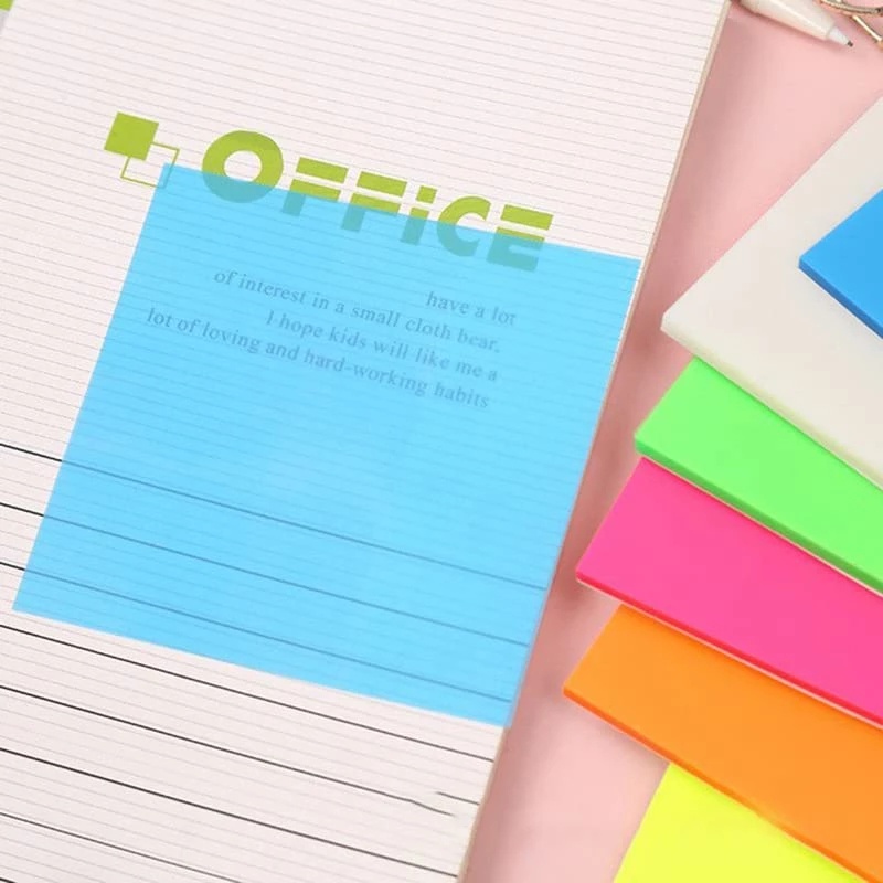 50 Lembar Sticky Note Transparan Tahan Air Warna-Warni Untuk Pelajar / Kantor