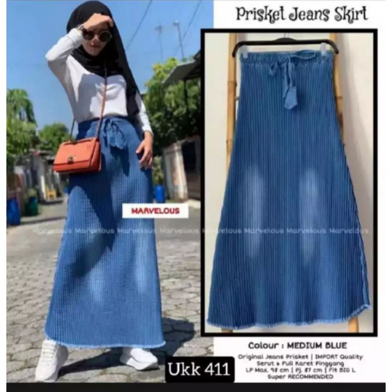 rok plisket wanita model terbaru//rok plisket jeans skrit