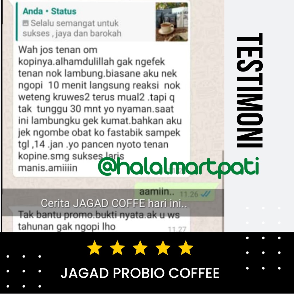 Kopi Hitam Sehat Probiotik Jagad High Class Robusta Wine Bubuk Murni Fermentasi Organik Robusta Premium Asli Original Tanpa Campuran Gula Aman Untuk Penderita Sakit Maag Asam Lambung Jantung Hipertensi Darah Tinggi