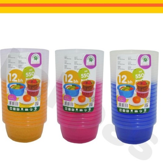 Isi 12 Bh Kotak Makan 550 ML Green Leaf 7626 S12 Take Away Box Kecil Plastik Box Container Mini