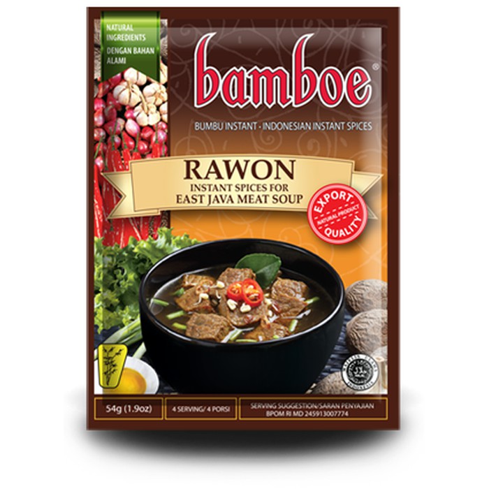 Bamboe Rawon Spices Mix For East Java Meat Soup 54 gr/Pack