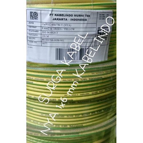 KABEL NYA 1x6 mm KABELINDO | 1 x 6 | NYA 6 mm | KABEL GROUNDING / NYA - Hitam