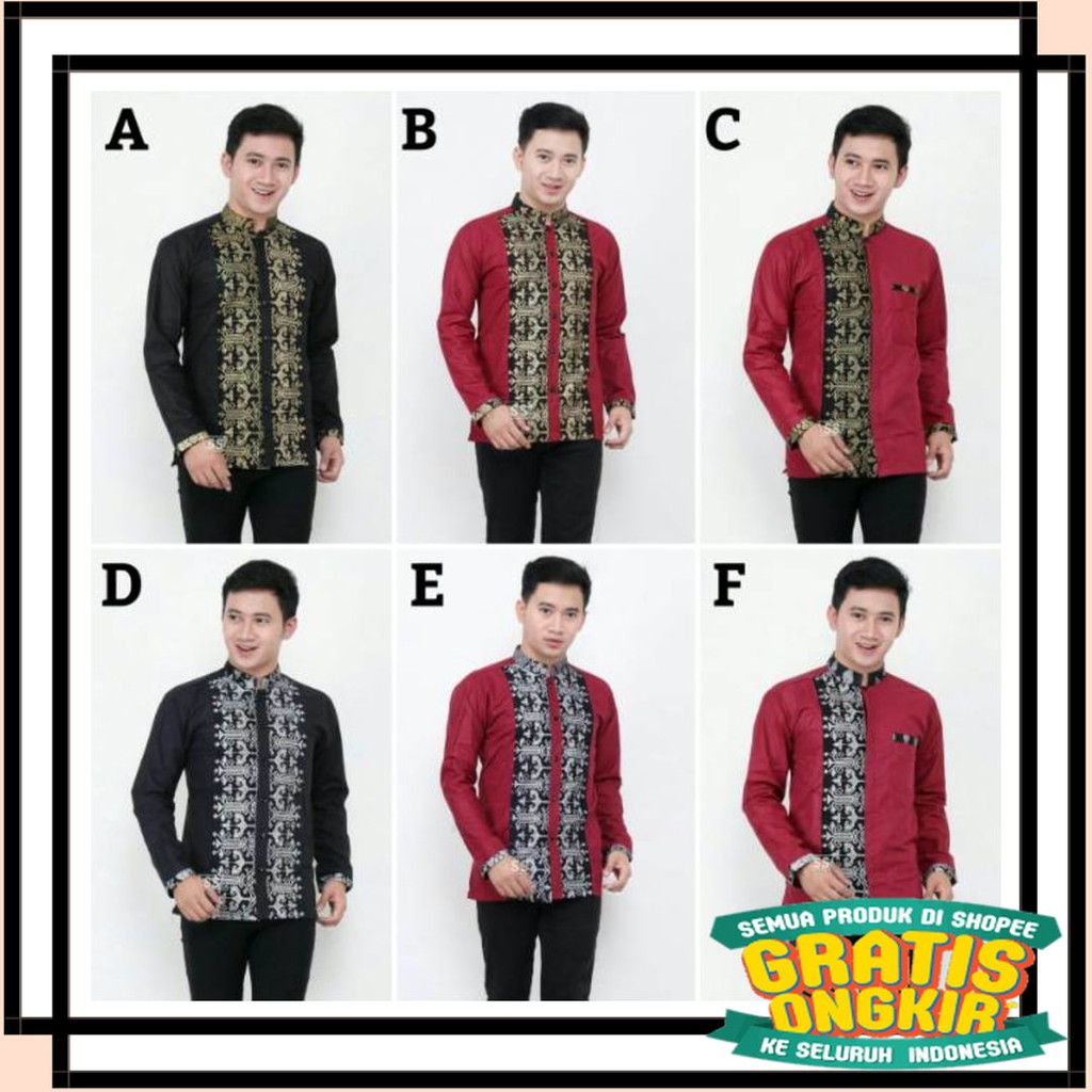 BATIK ANAK DEWASA ORANGTUA ALISAN / Nivana 4 Batik Koko Atasan Kemeja Pria Kombinasi Prada