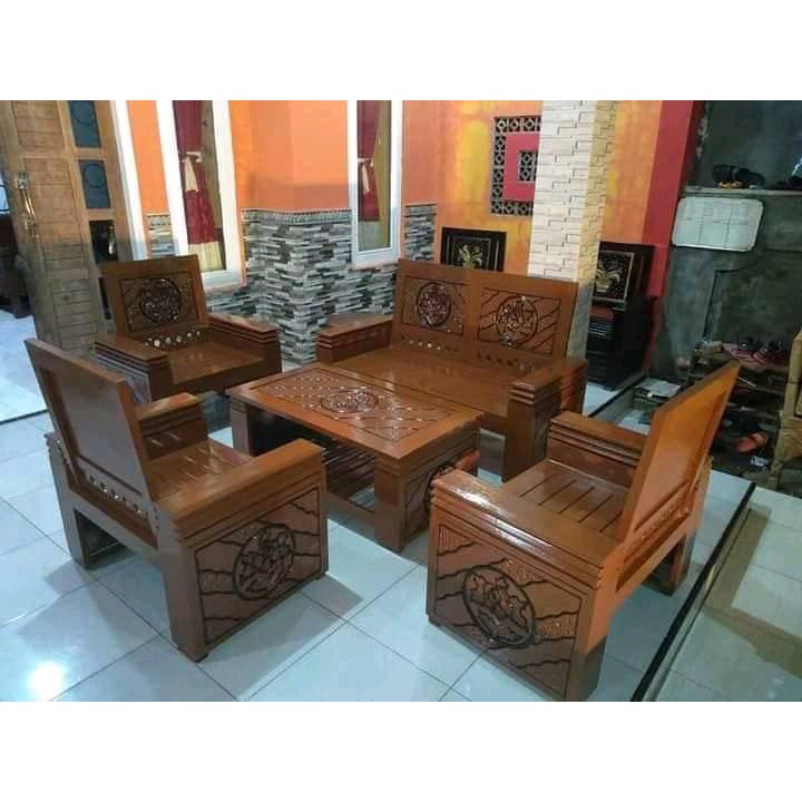 KURSI TAMU MINIMALIS  KAYU JATI (SOLID)