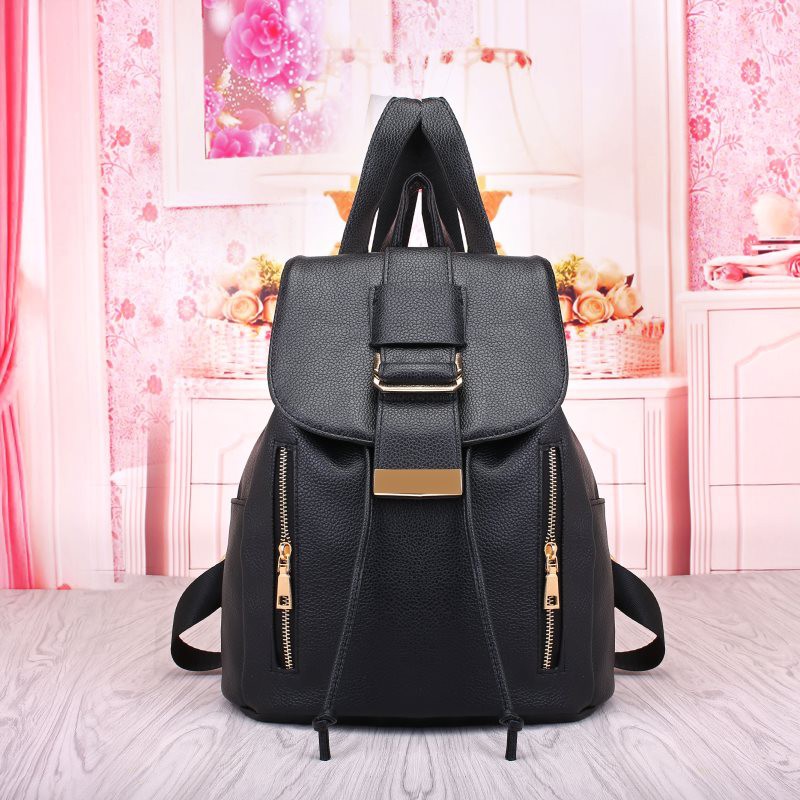 SPORTY BAGPACK IMPORT TAS HITAM RANSEL PU KULIT WANITA KULIAH KANTORAN