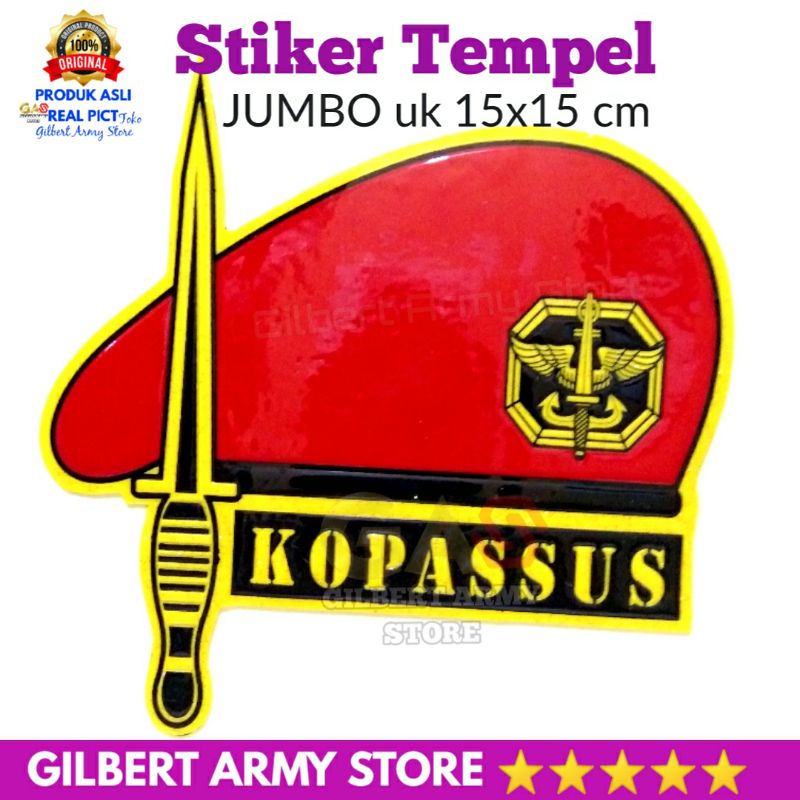 Stiker Tempel Kopasus ukuran Jumbo Besar Airborne PM Polisi Militer Tni Ad Kostrad Perbakin Para Dasar Siliwangi Perbakin DAYA LEKAT Awt Kuat Tahan Lama Embos Timbul Murah Grosir