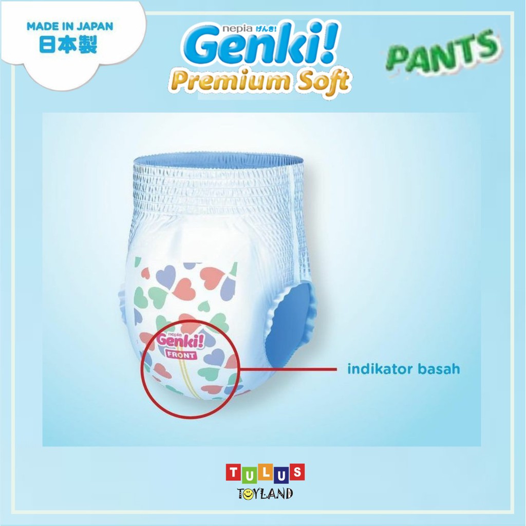 Nepia GENKI PANTS Soft Premium Diapers Celana size M 32 / L 30 / XL 26 / XXL 18 popok diaper bayi