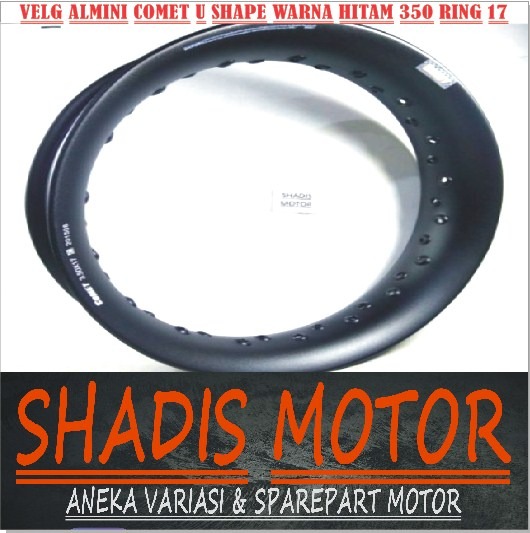 Velg Almini Merk Comet Model U Shape Warna Black / Hitam Ukuran 350 Ring 17 Velg Jari Jari Motor