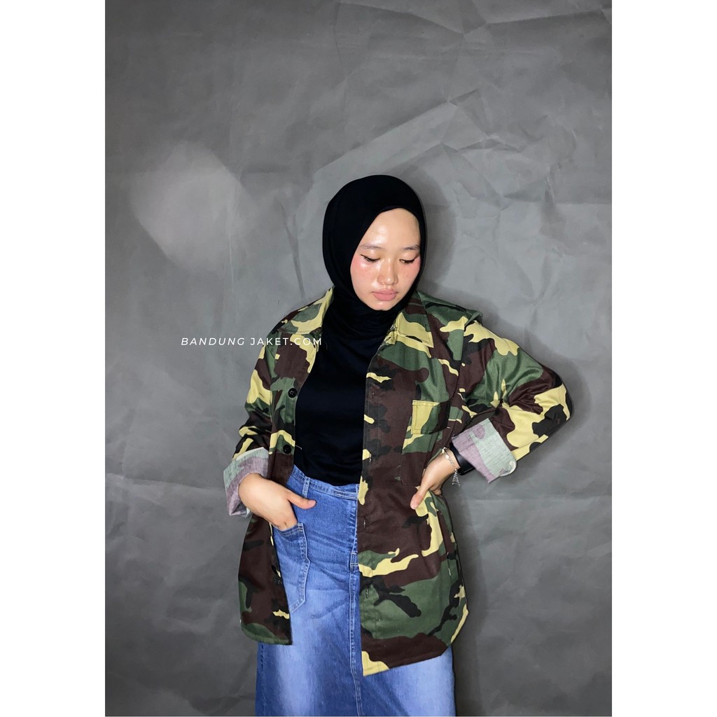 Jakek Semi Parka Loreng II Trucker JAKET Loreng Wanita