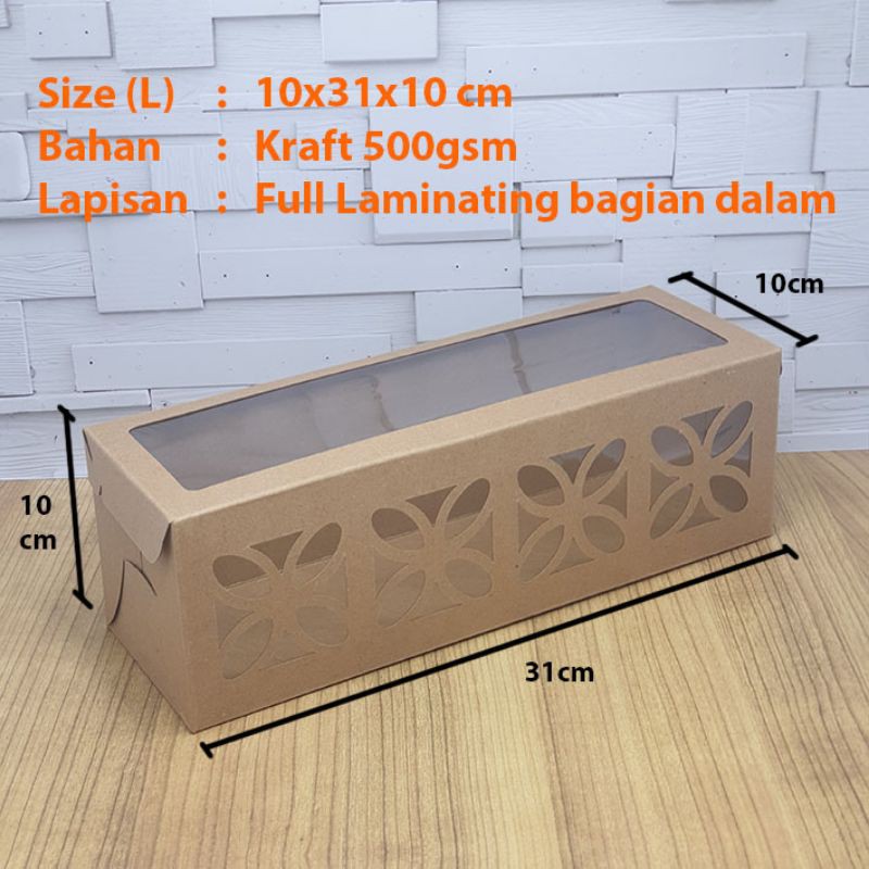 

Cake Box / Dus / Kotak kue bolu gulung laminasi Size L (10x31x10)