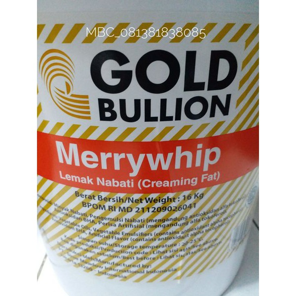 

Gold bullion Merry Whip 500gr butter cream