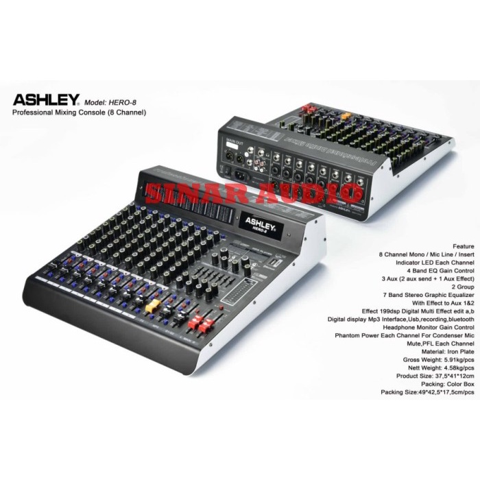 Produk Terbaru Mixer Audio Ashley Hero 8 - Hero8 Original 8 Channel