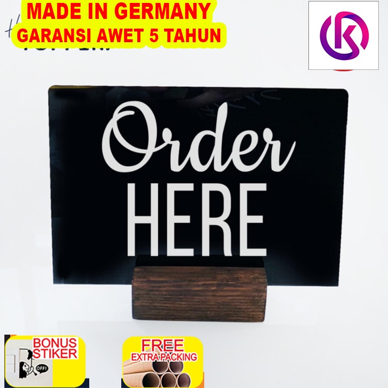 

Terlaris Order Here Sign Standing Kayu | Sign Meja Order Here