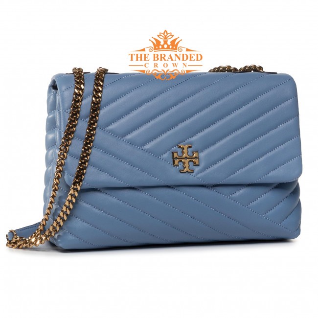 Tas Tory Burch 58465 Kira Chevron Flap Chain Shoulder Bag BlueWood