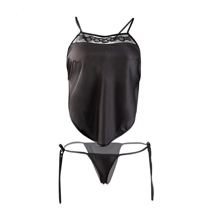 d1976 Baju Haram Cewe Bikini Lingery Lingerie Lingeri Lingeria Lengerie Lingery Sexy Wanita Dewasa Hot Binal Jumbo Big All Size Oversize Sexy Murah Jumbo S M L XL 2XL Tali Samping OFL-F325-Hitam