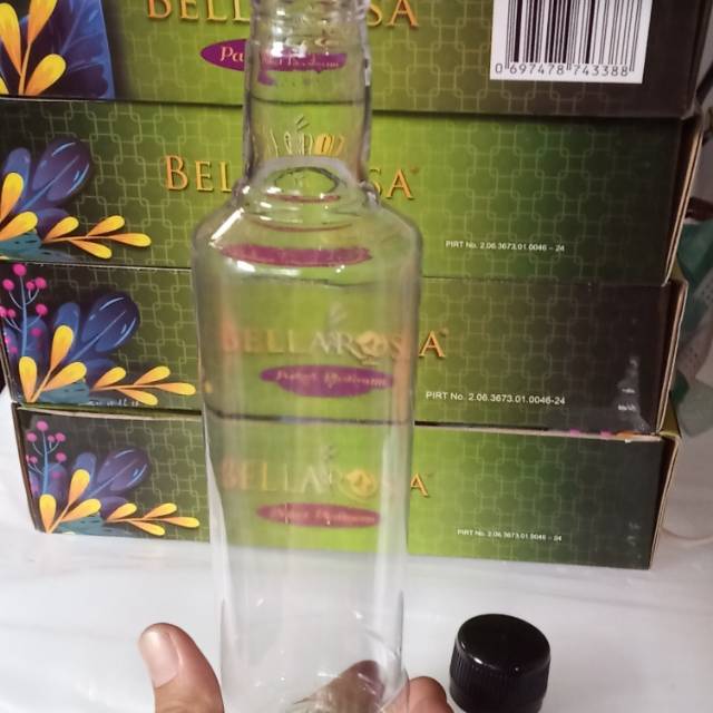 Botol PET sirup Marjan/Botol Anggur 350ml/Tutup Hitam/Baru/Bahan tebal/Min beli 50
