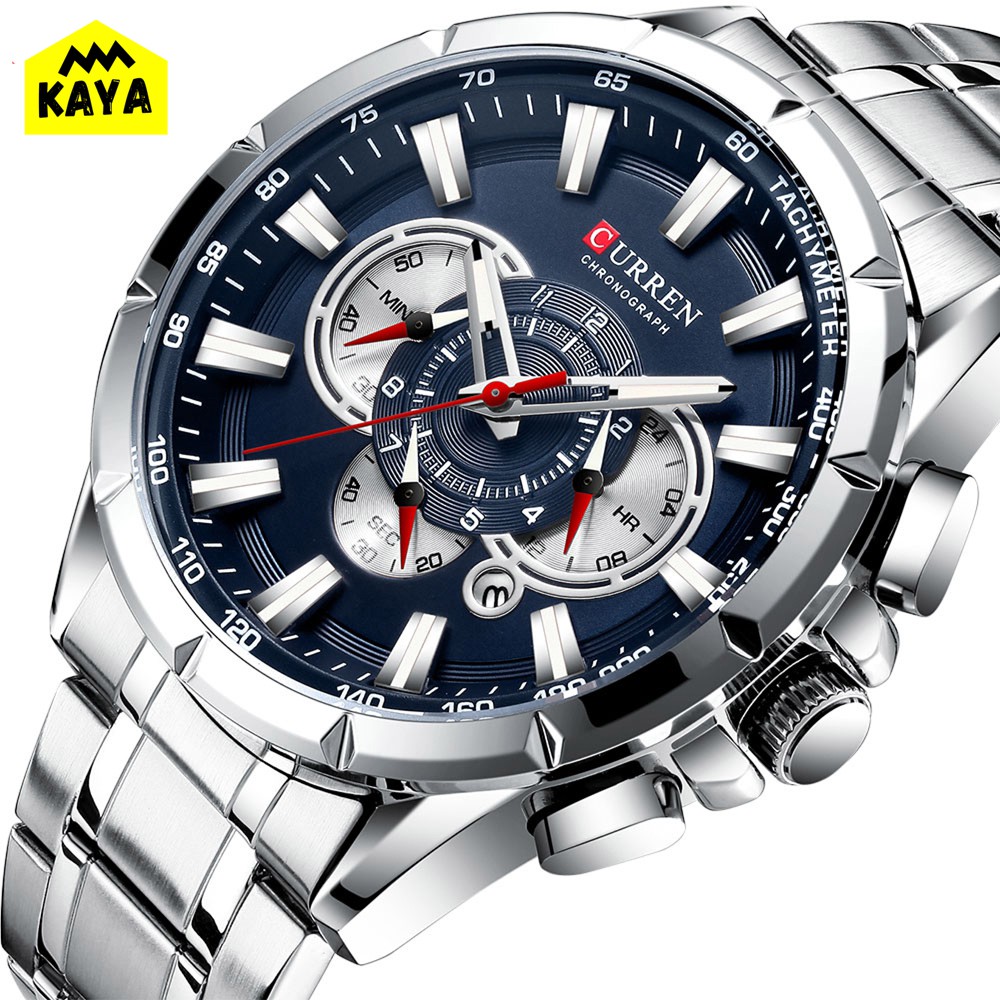 Jam Tangan Pria Original Analog Casual Formal Stainless Steel Chronograph Aktif Curren - KY8363