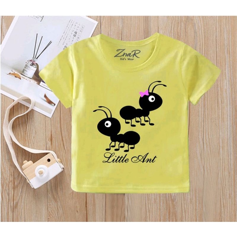 Baju bayi atasan kaos bayi usia 3-9 bulan-38 Kuning Semut