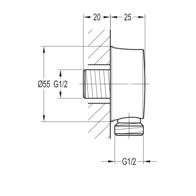 Paloma Brass Shower Outlet Elbow SOP 8105