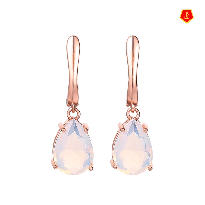 [Ready Stock]Classic Simple Elegant Tourmaline Gold Earrings for Women